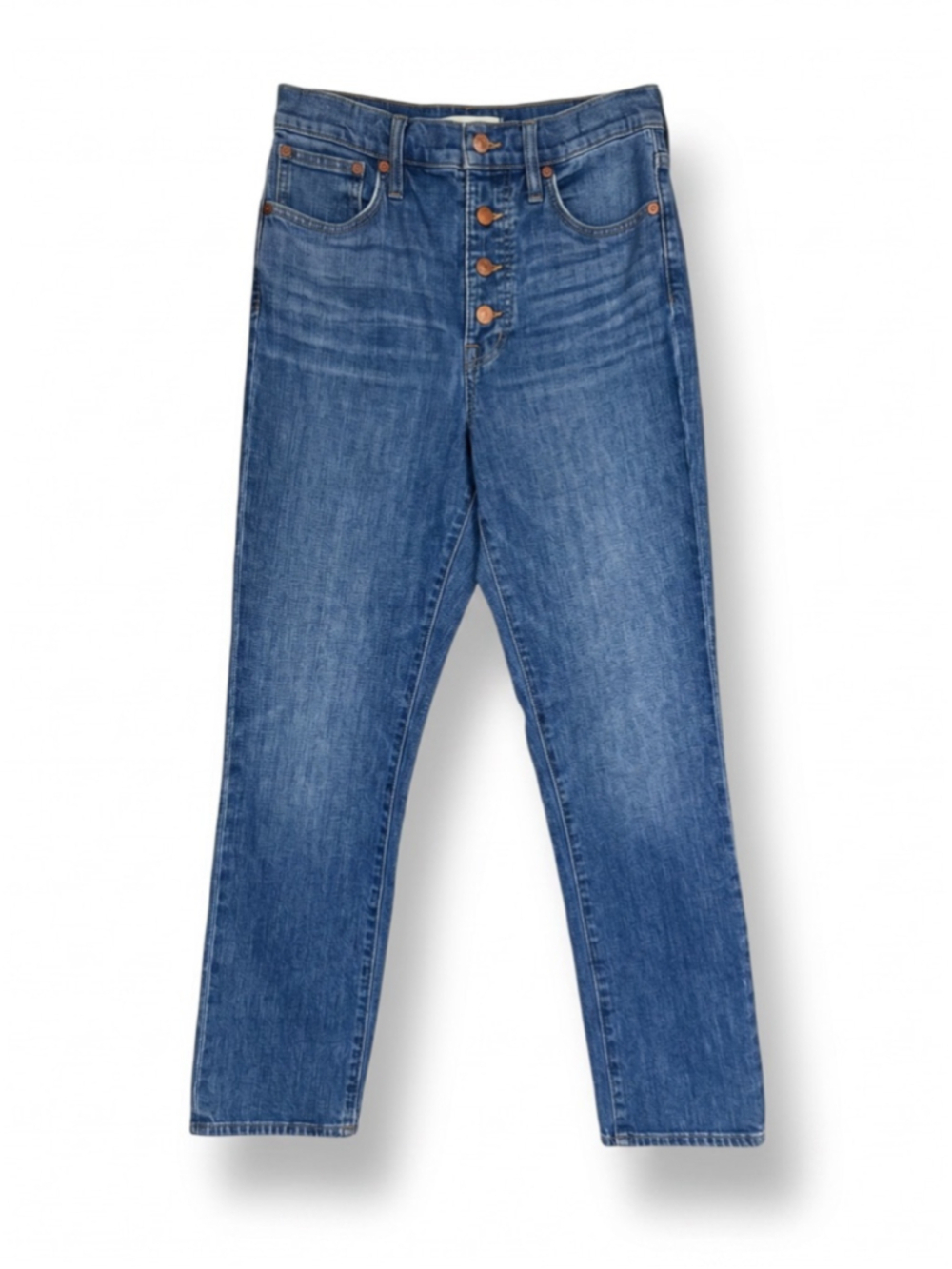 MADEWELL The Prefect Vintage Crop Straight Leg Medium Wash Denim Jeans, Sz 26